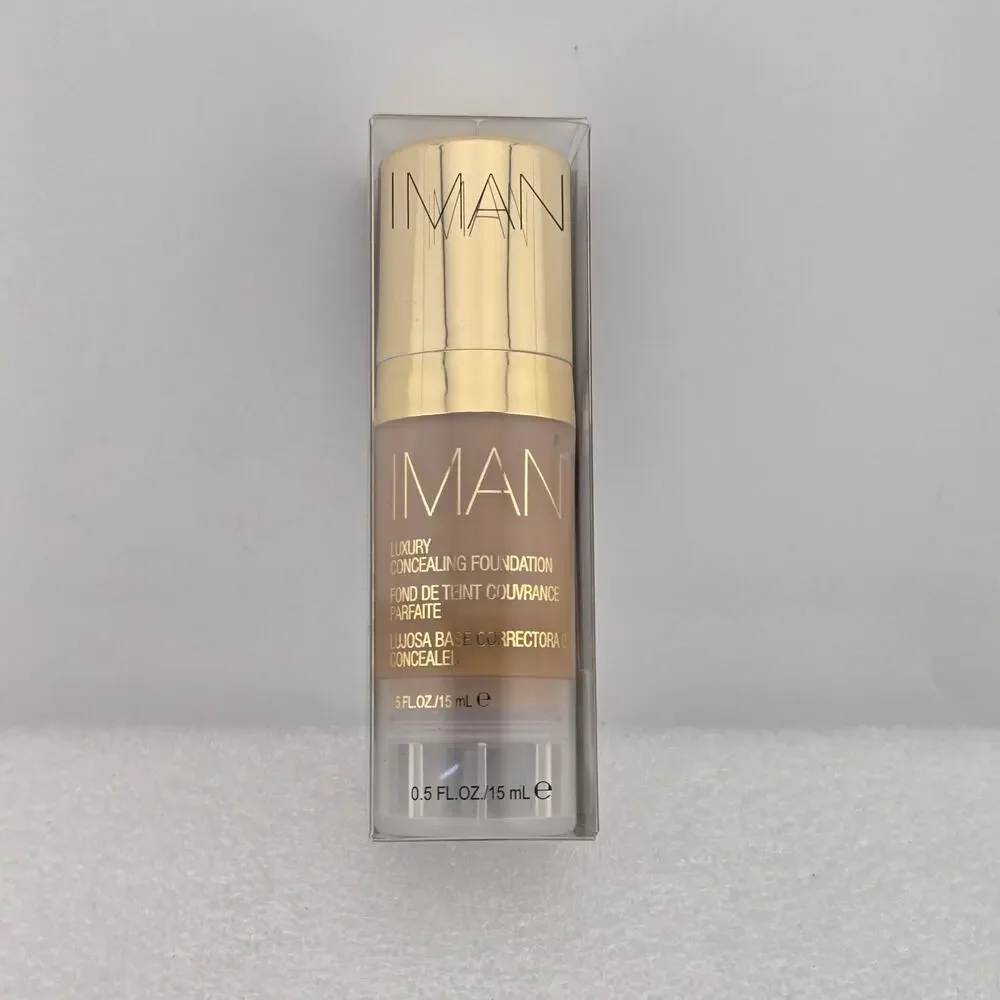 IMAN Luxury Concealing Foundation SAND 4 Set Of 2 NIB Sealed Paraben Free 0.5 oz